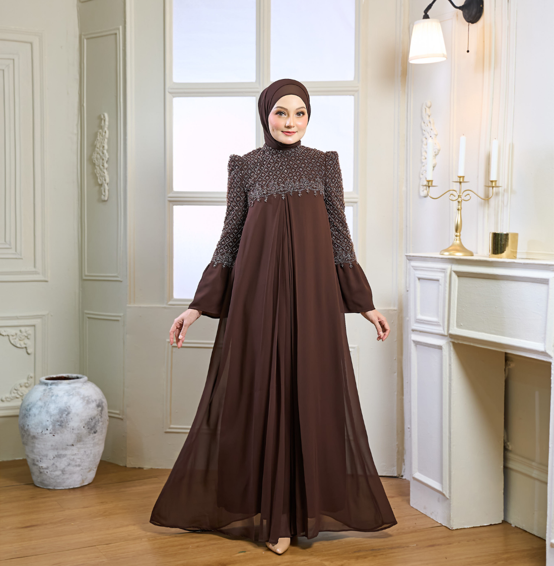 Rosella Dress in Rich Brown