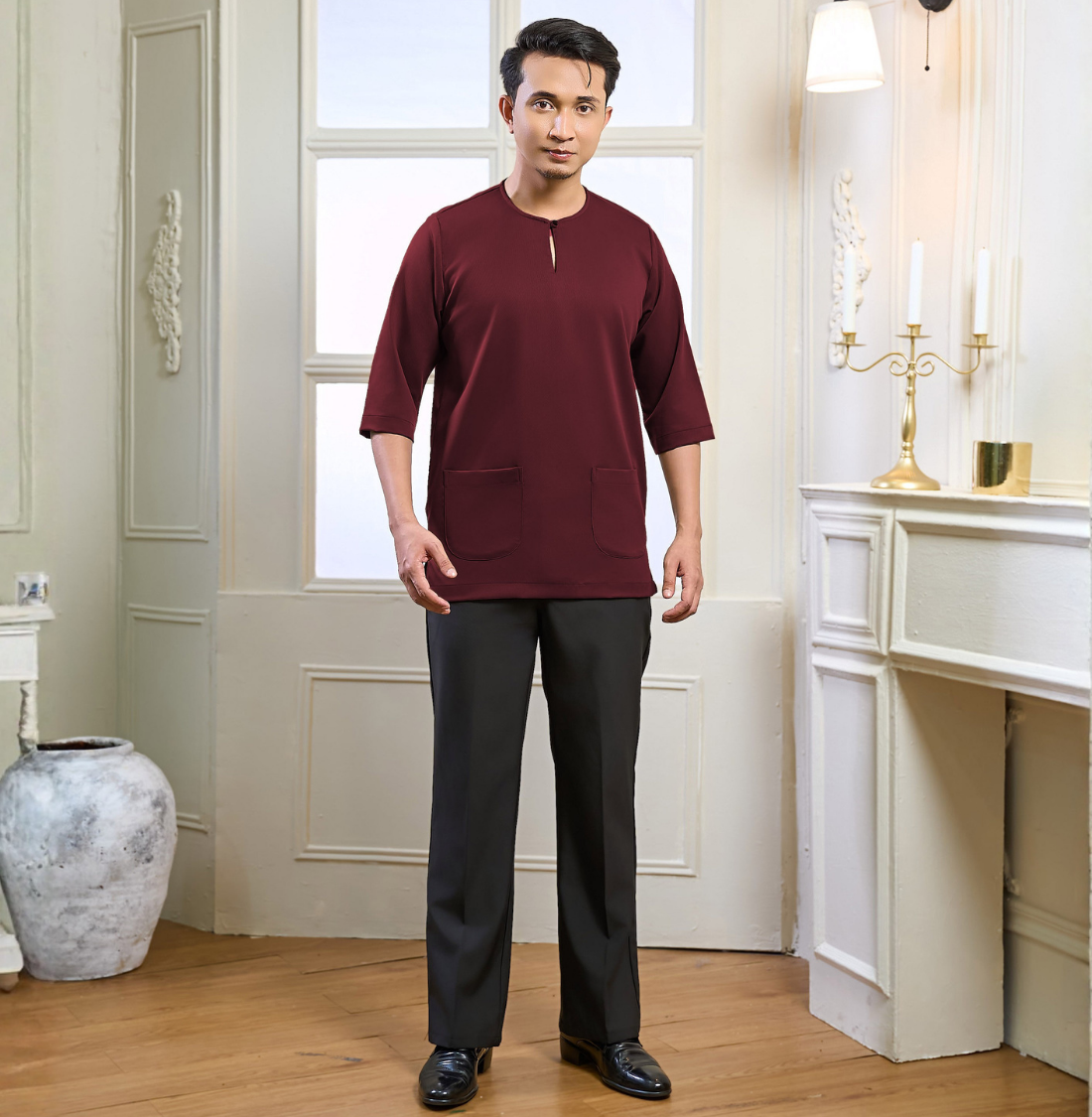 Rayyan Kurta in Burgundy