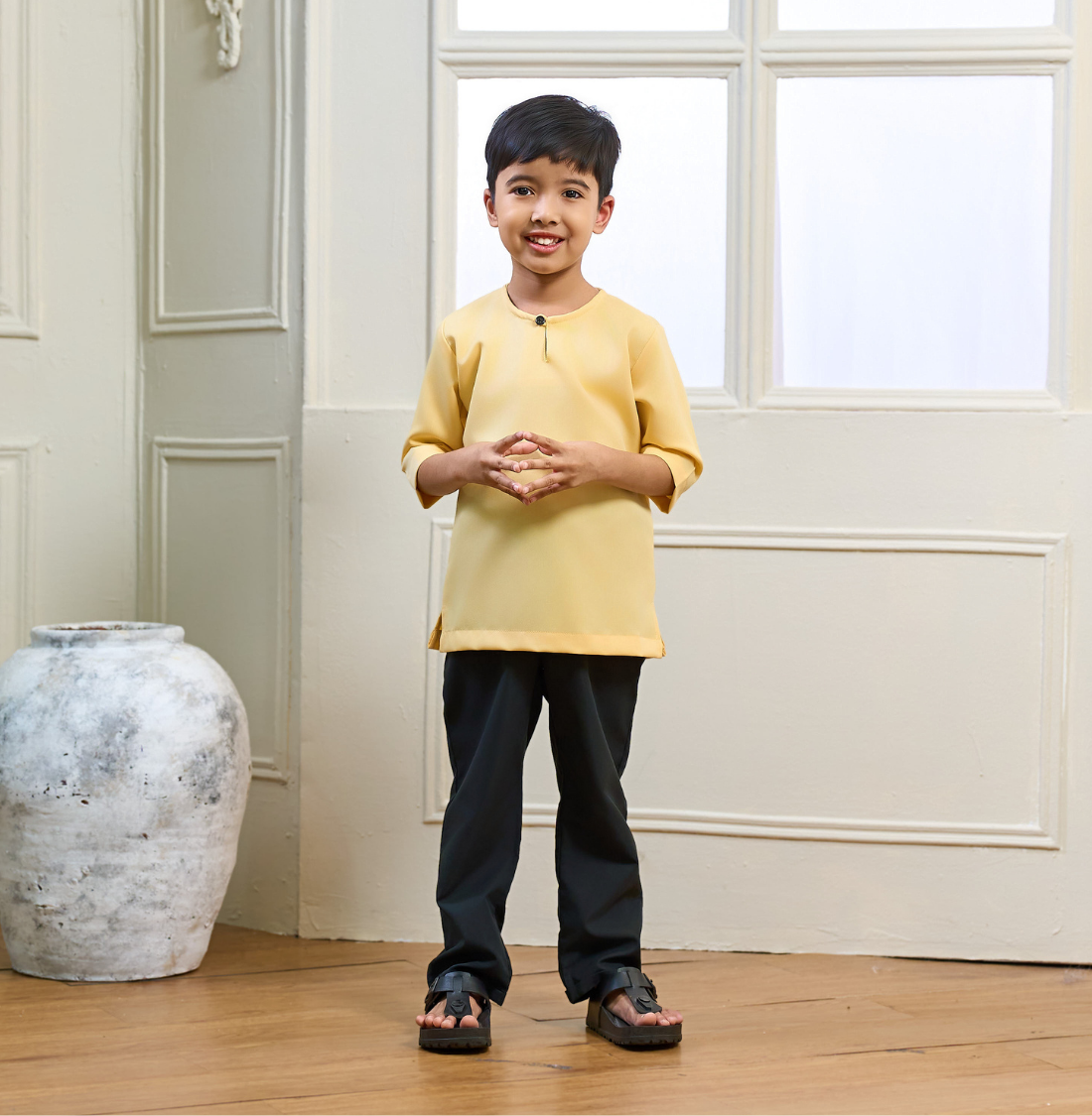 Rayyan Kids Kurta in Soft Yellow