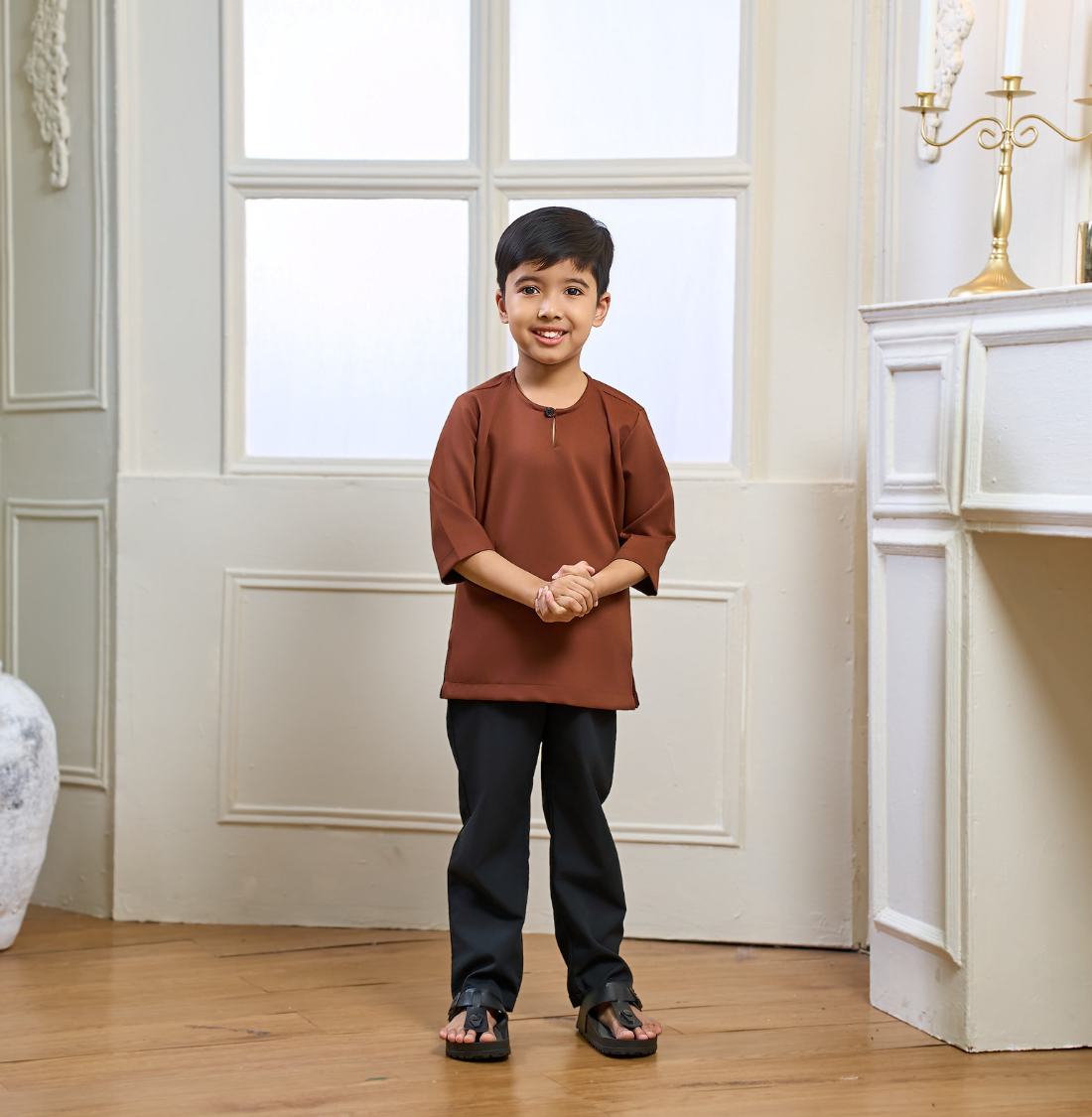 Rayyan Kids Kurta in Rich Brown