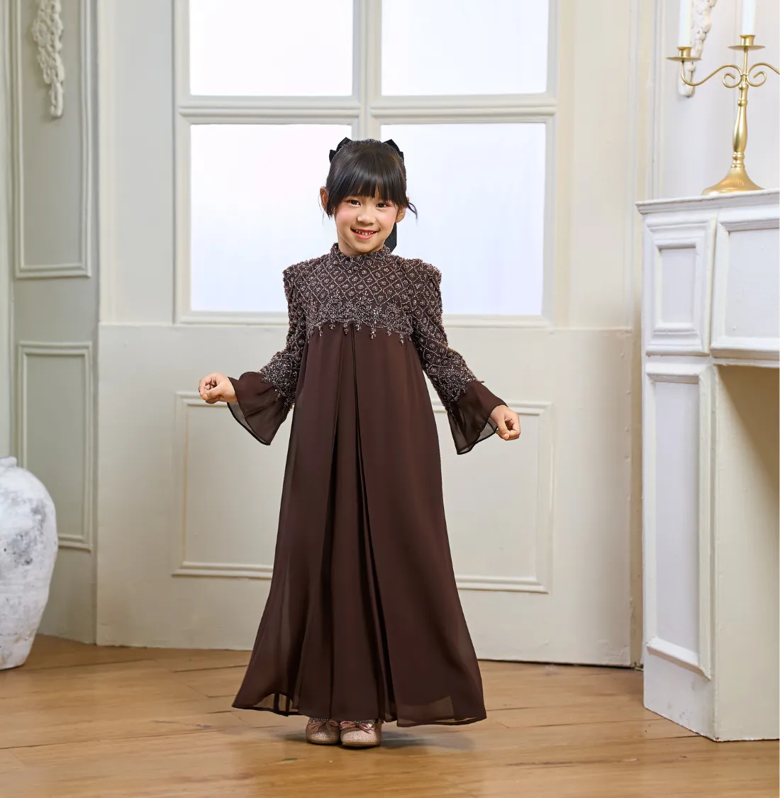 Rosella Dress Kids in Rich Brown