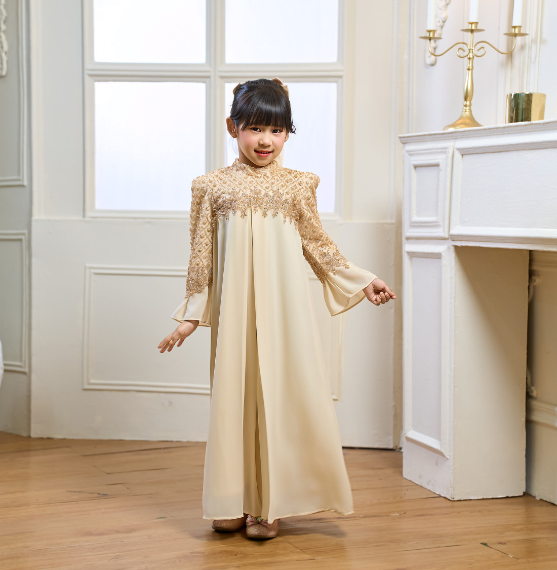 Rosella Dress Kids in Sand Champagne
