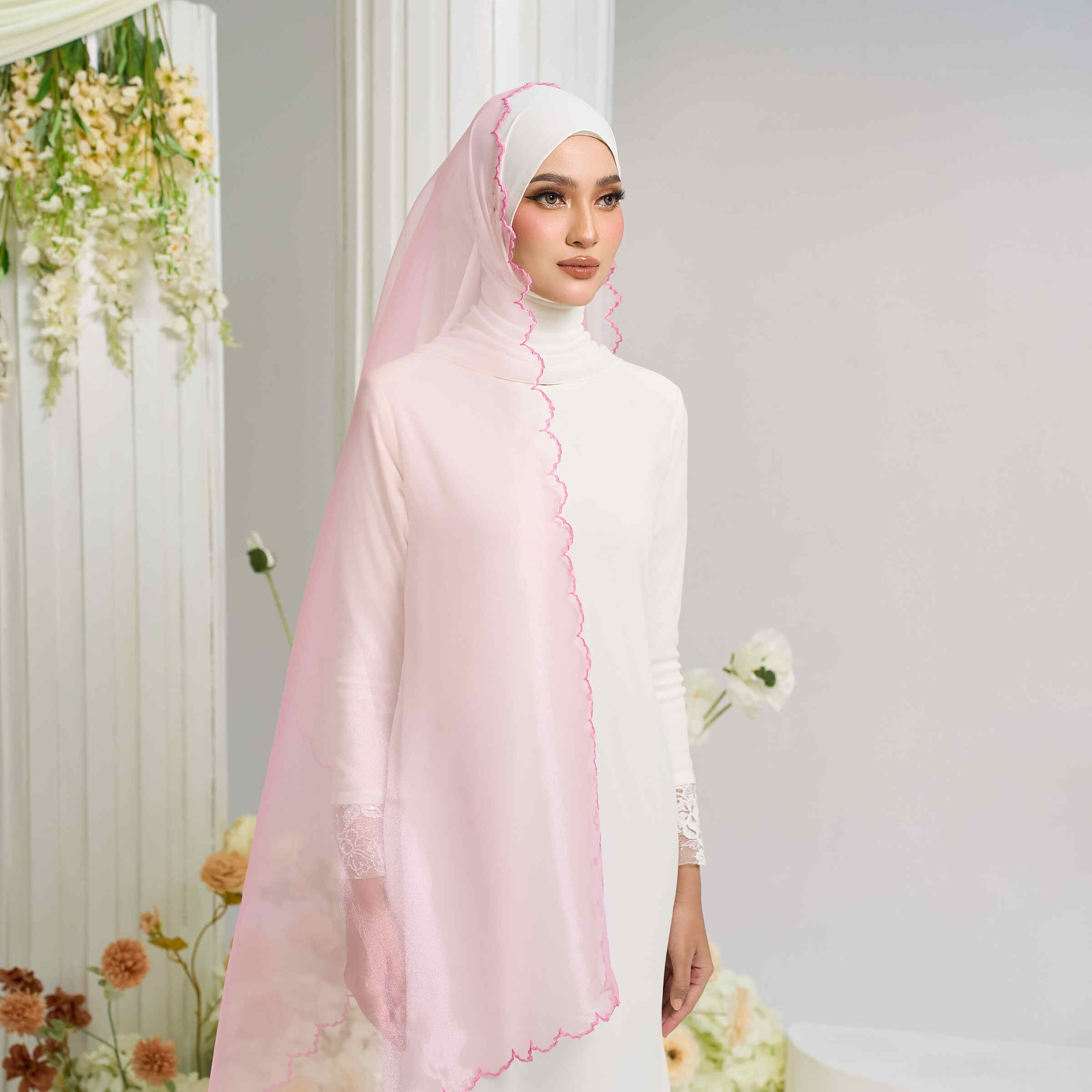 Organza Veil in Soft Pink
