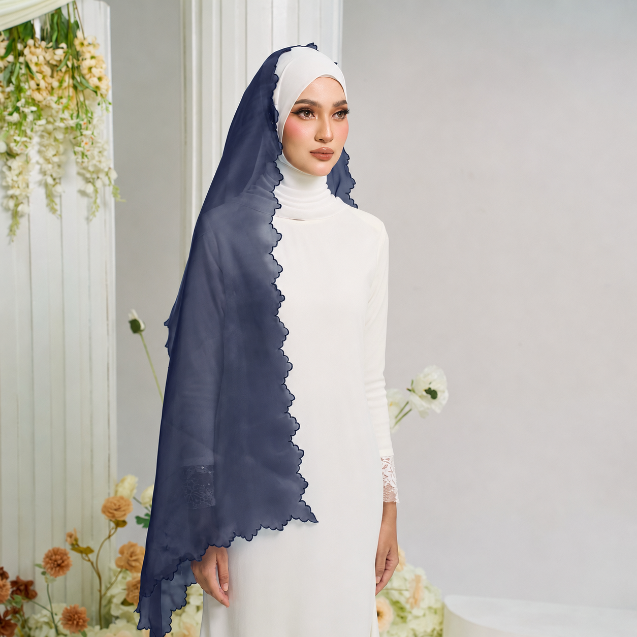 Organza Veil in Navy