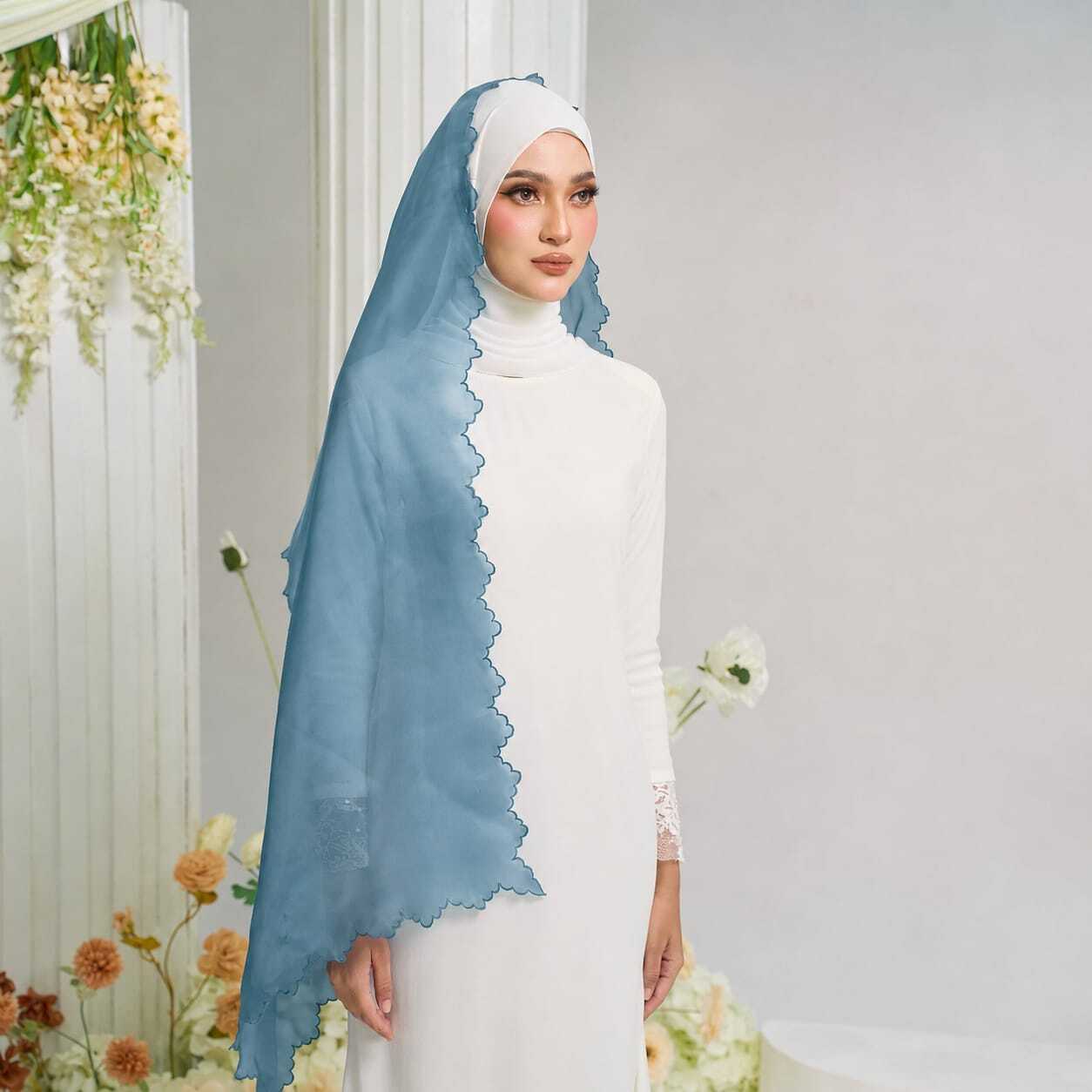 Organza Veil in Ash Blue