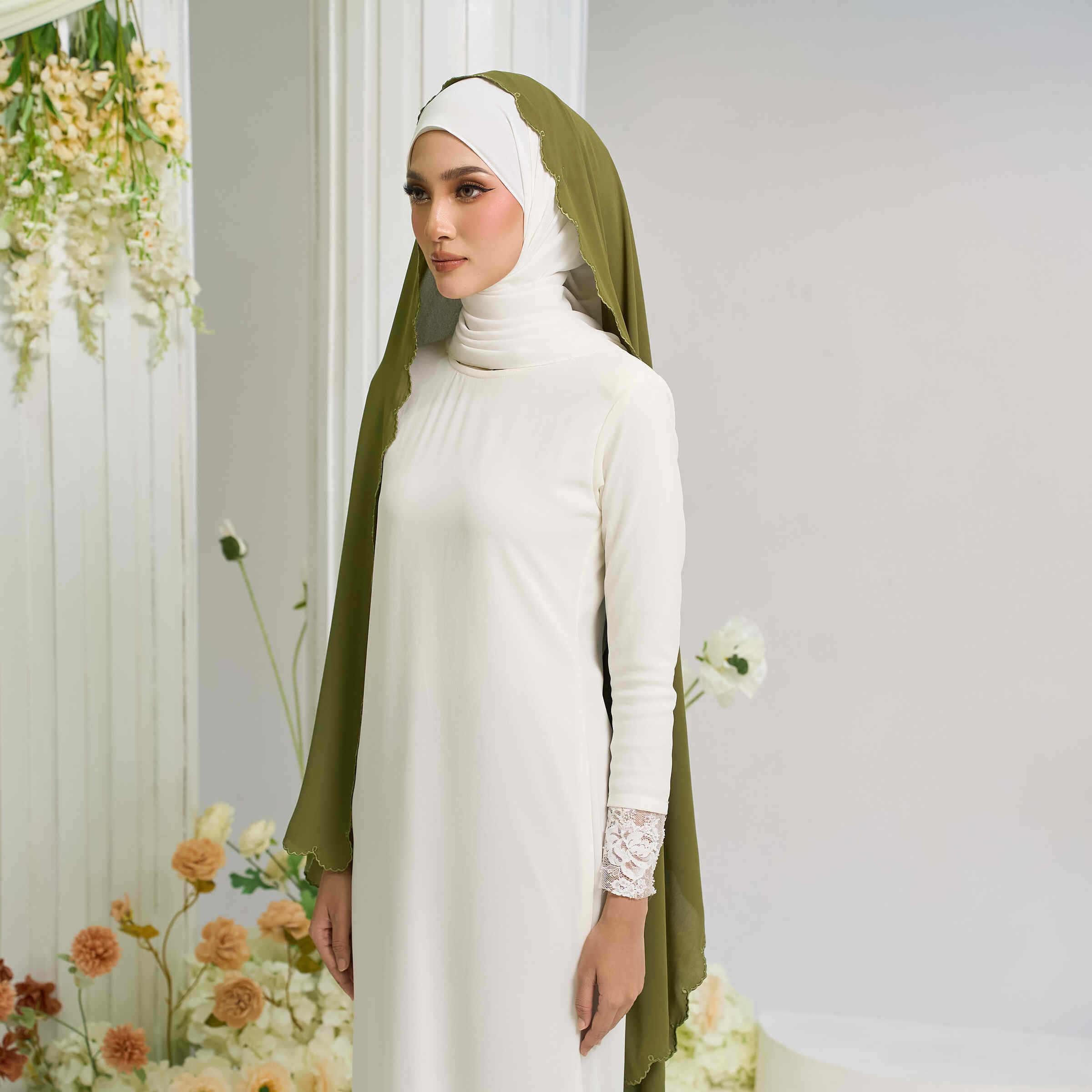 Veil Sulam Chiffon in Olive