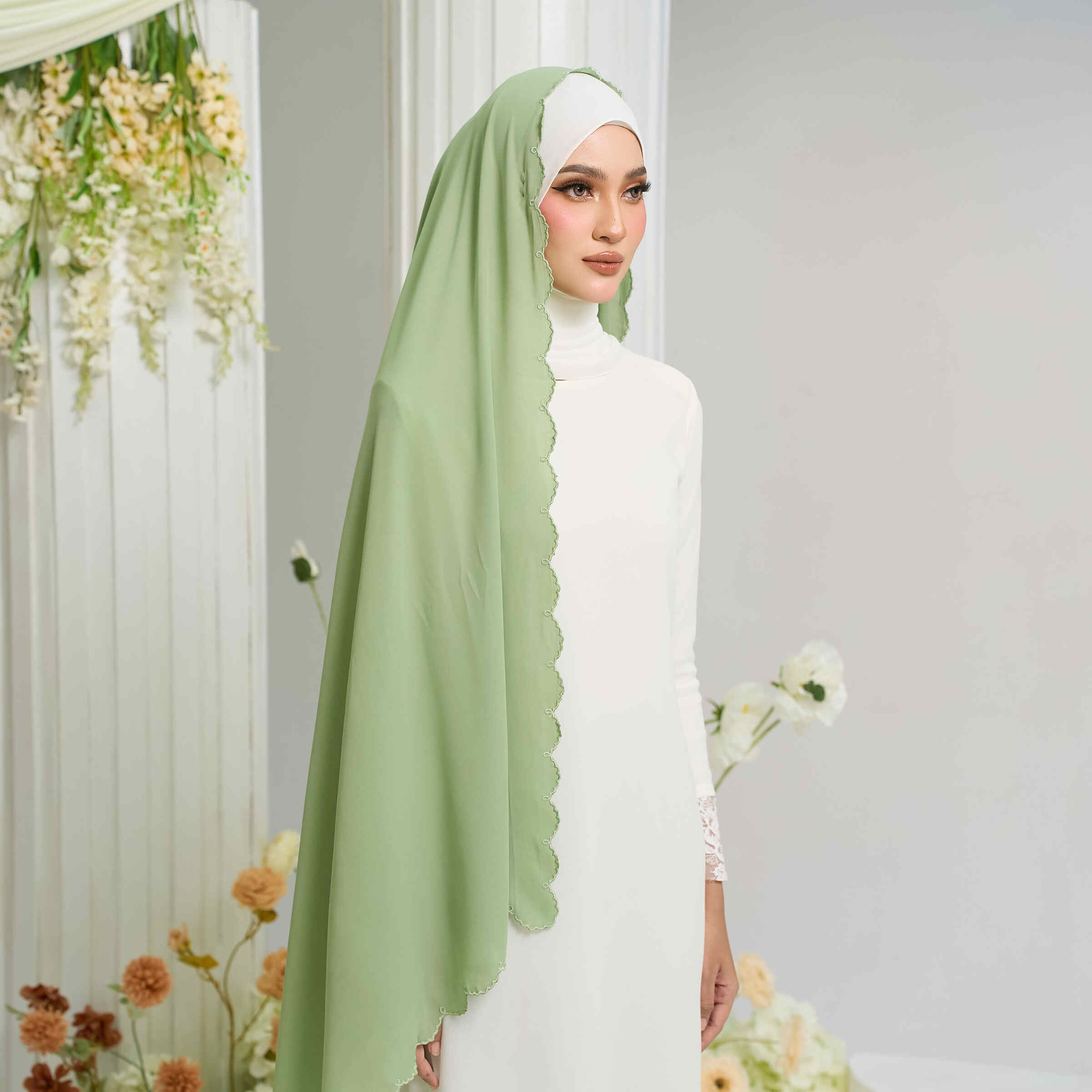 Veil Sulam Chiffon in Matcha