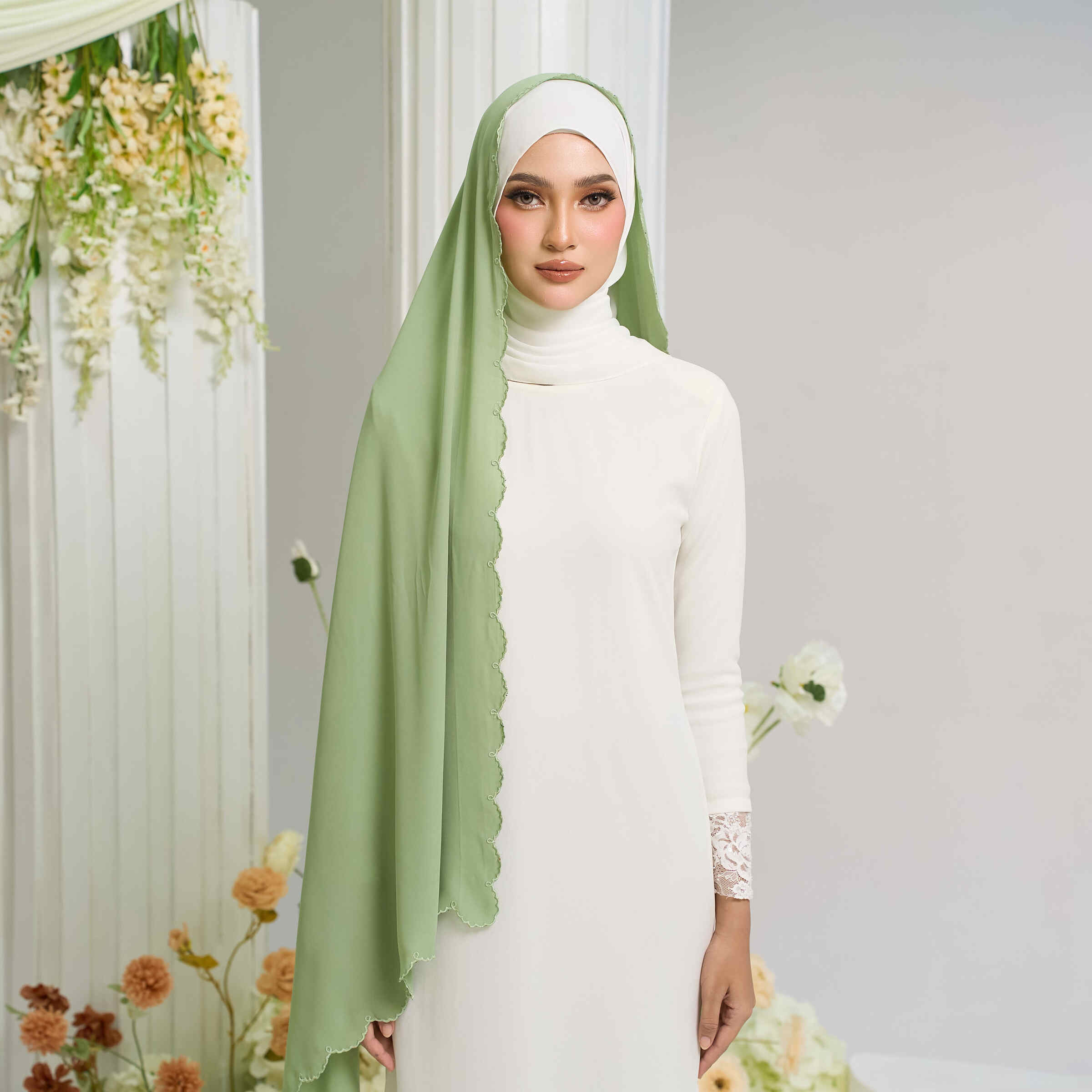Veil Sulam Chiffon in Matcha