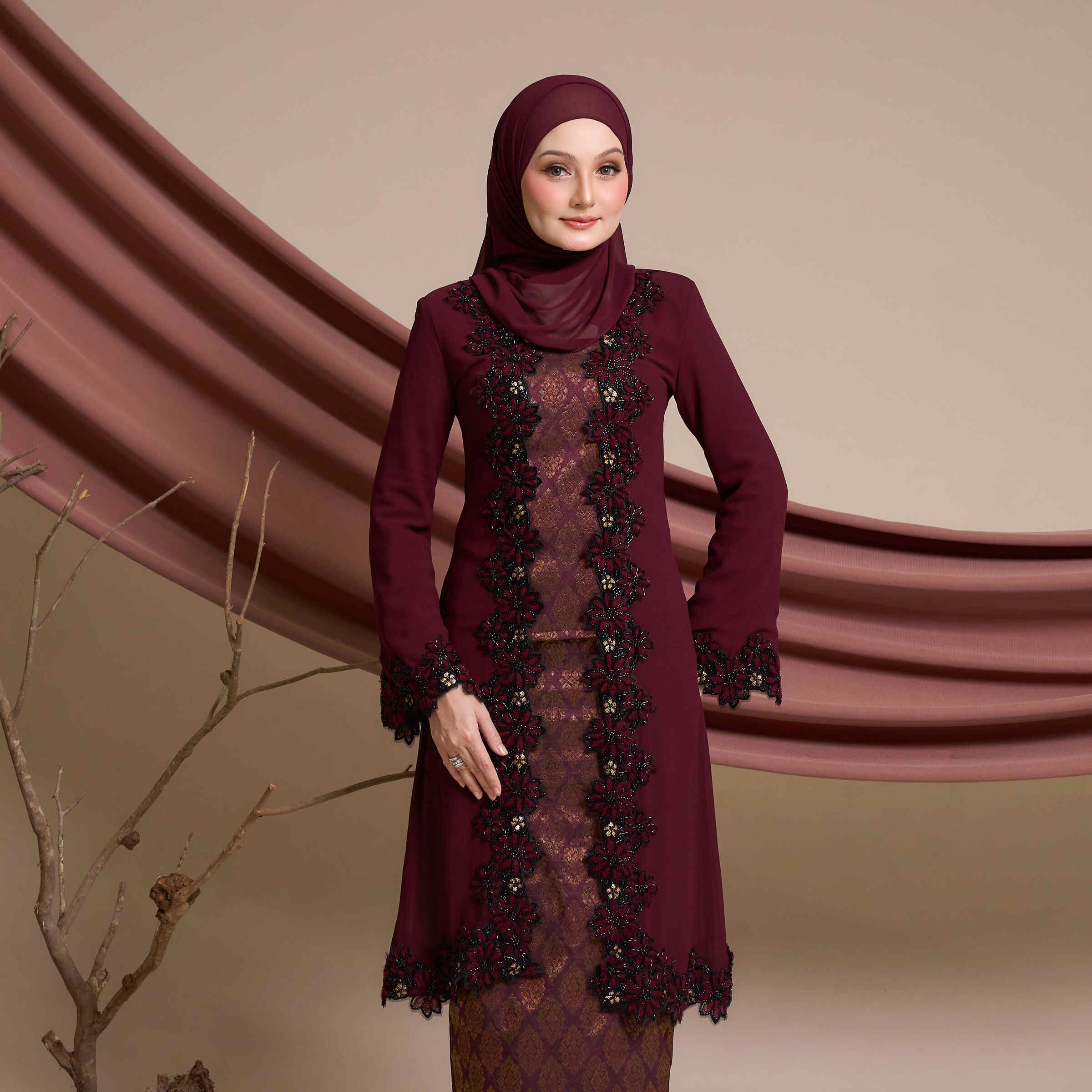 Suri Songket in Burgundy