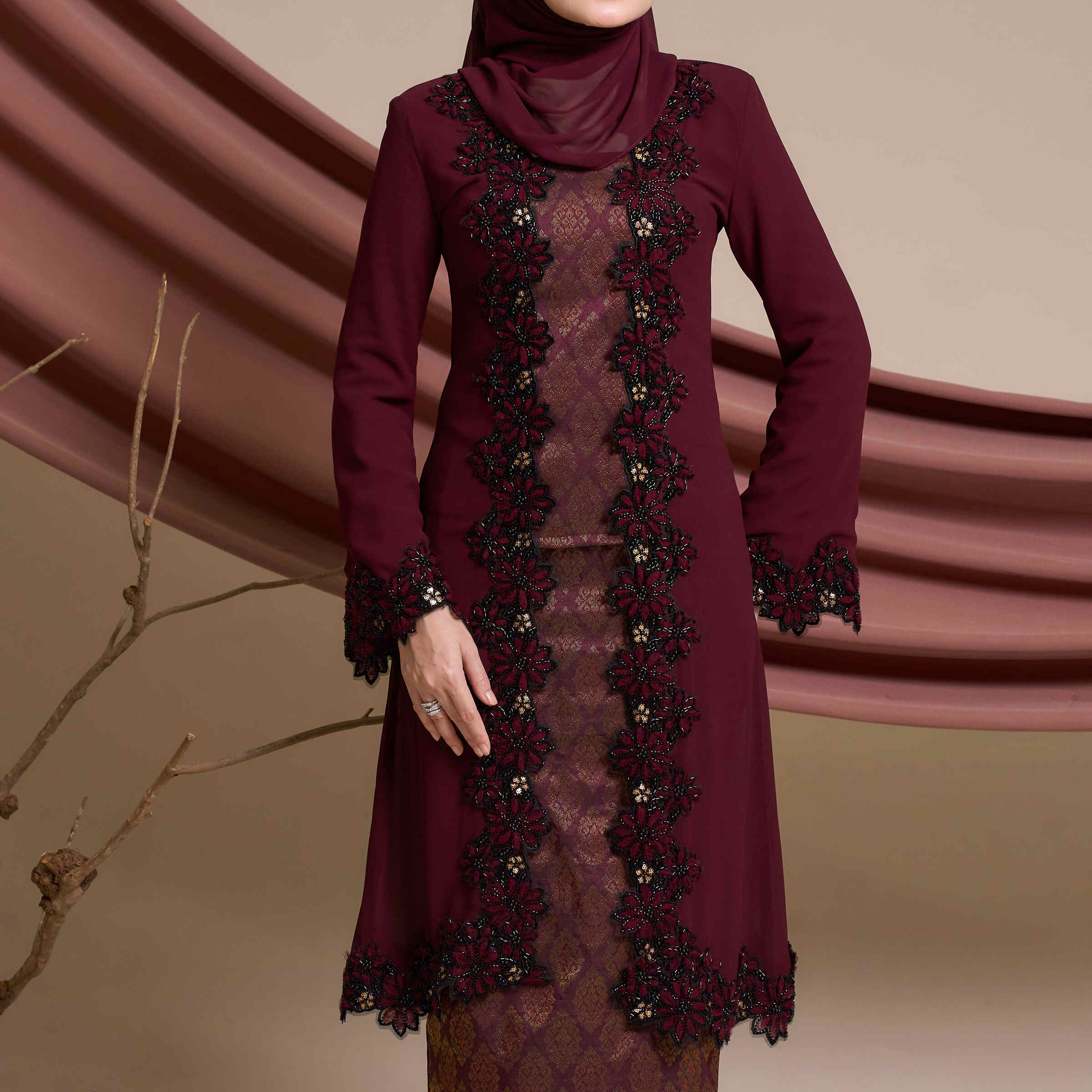Suri Songket in Burgundy