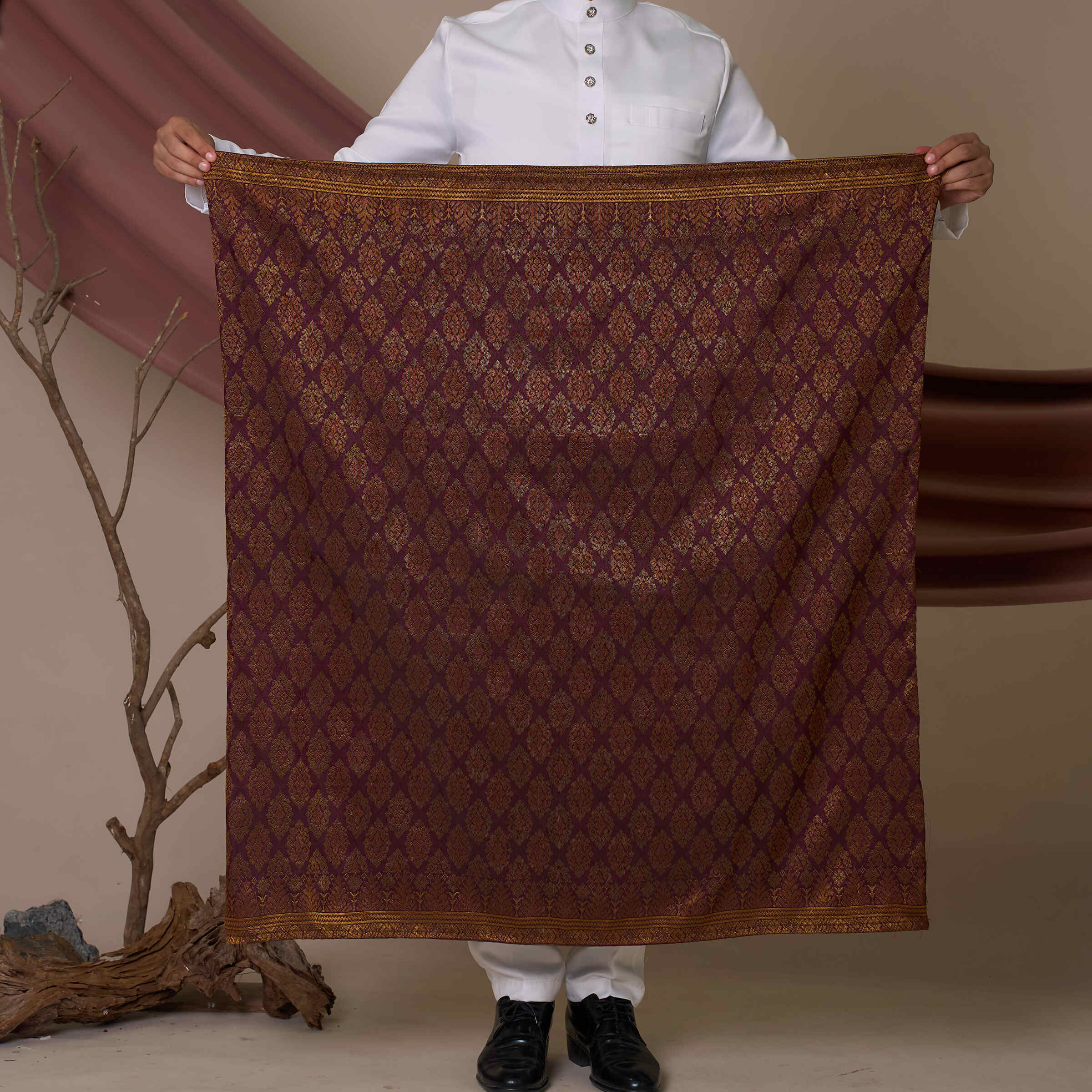 Sampin Songket in Burgundy