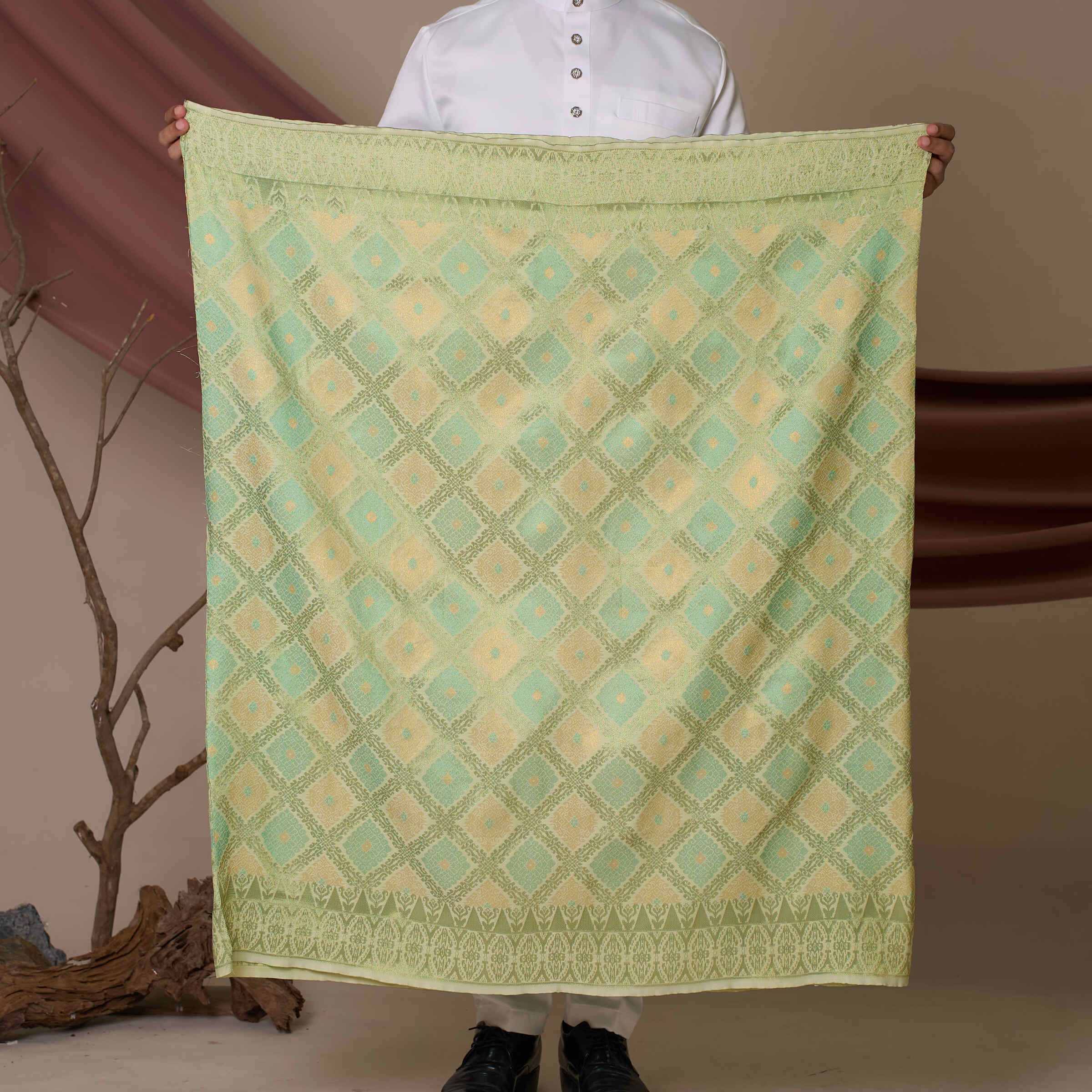 Sampin Songket in Sage Green