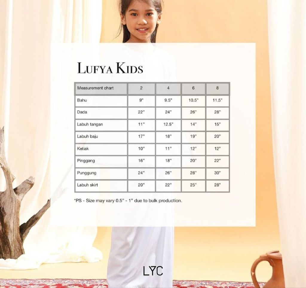 SIZING CHART LUFYA KIDS