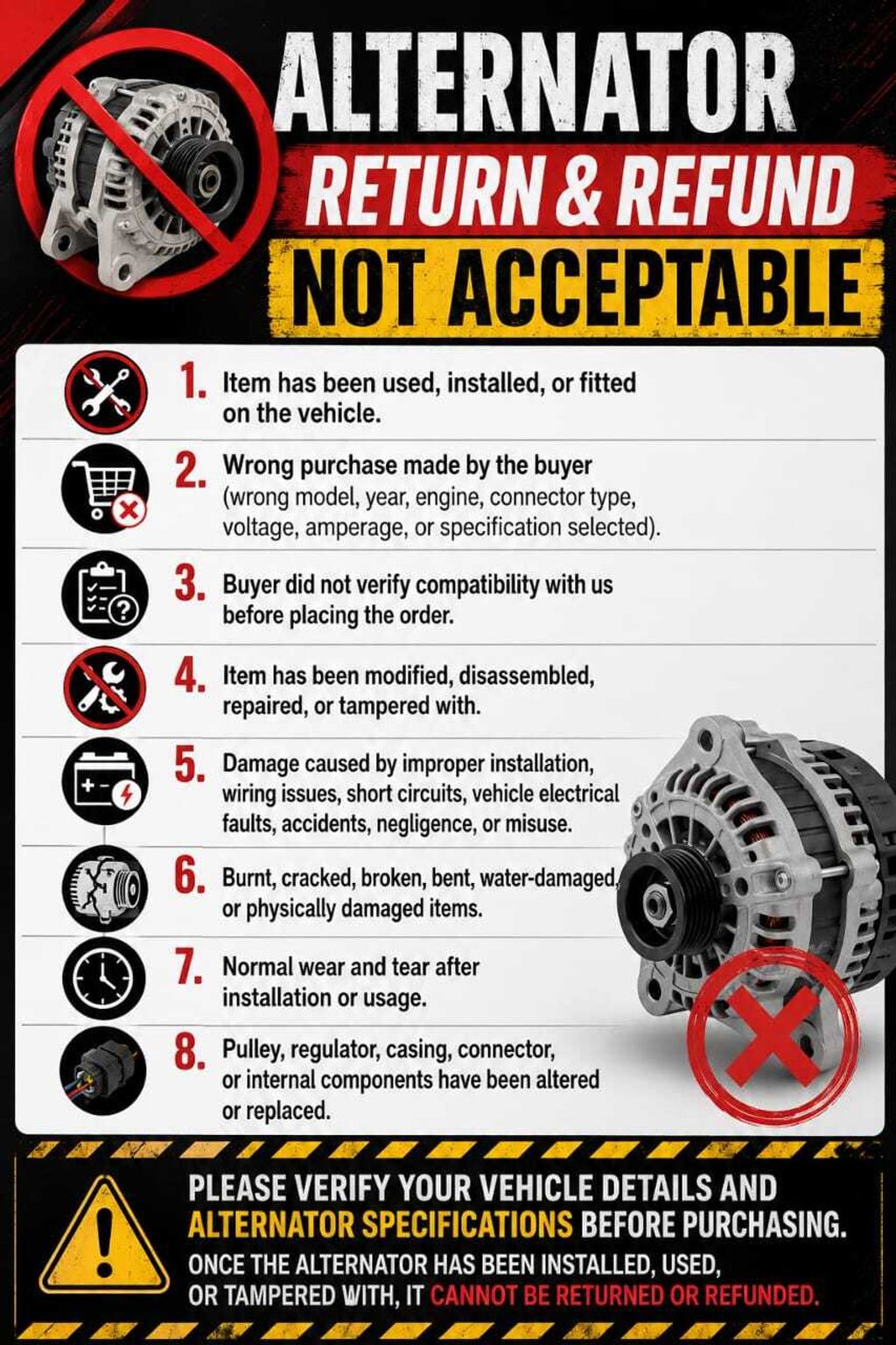 RETURN & REFUND POLICY (ALTERNATOR)