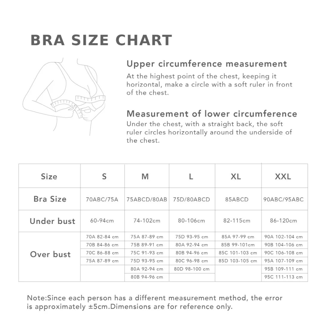 Seamless Bra size chart