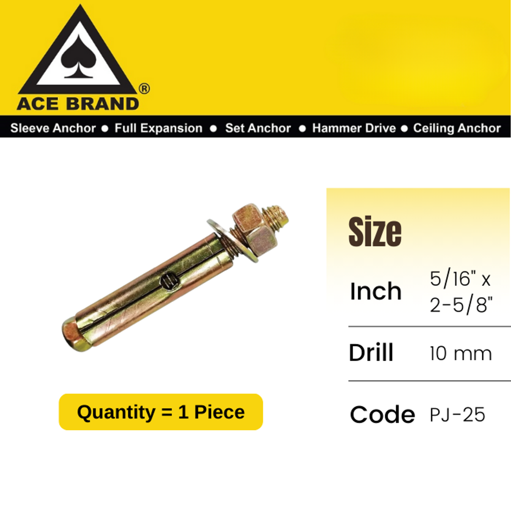 1ACE Brand Sleeve Anchor Wall Plug - PJ4