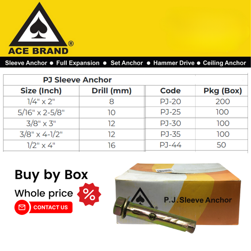 ACE Brand Sleeve Anchor Wall Plug - PJ 4