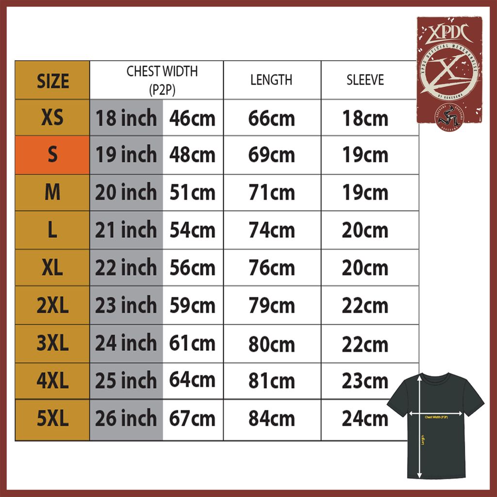 XPDC Size Chart