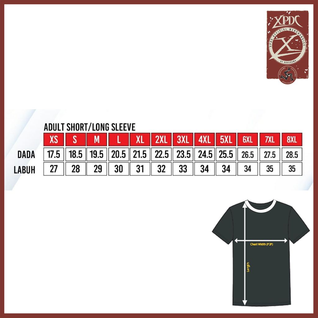 JERSEY XPDC Size Chart