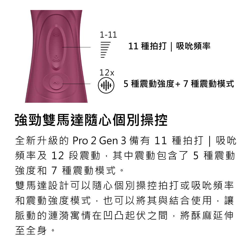 A909809 Pro2 Gen3 智能拍打吸吮器 拍打功能示意，展現獨特節奏拍打刺激