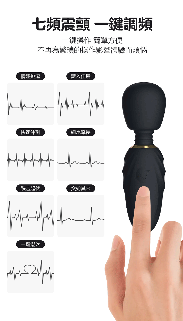 NOMI TANG 口袋AV魔法棒 - 內建七頻震顫與一鍵調頻。具備情趣挑逗、漸入佳境、快速衝刺、一鍵潮吹等7種震動模式，簡單一鍵操作，避免繁瑣步驟打斷高潮體驗。