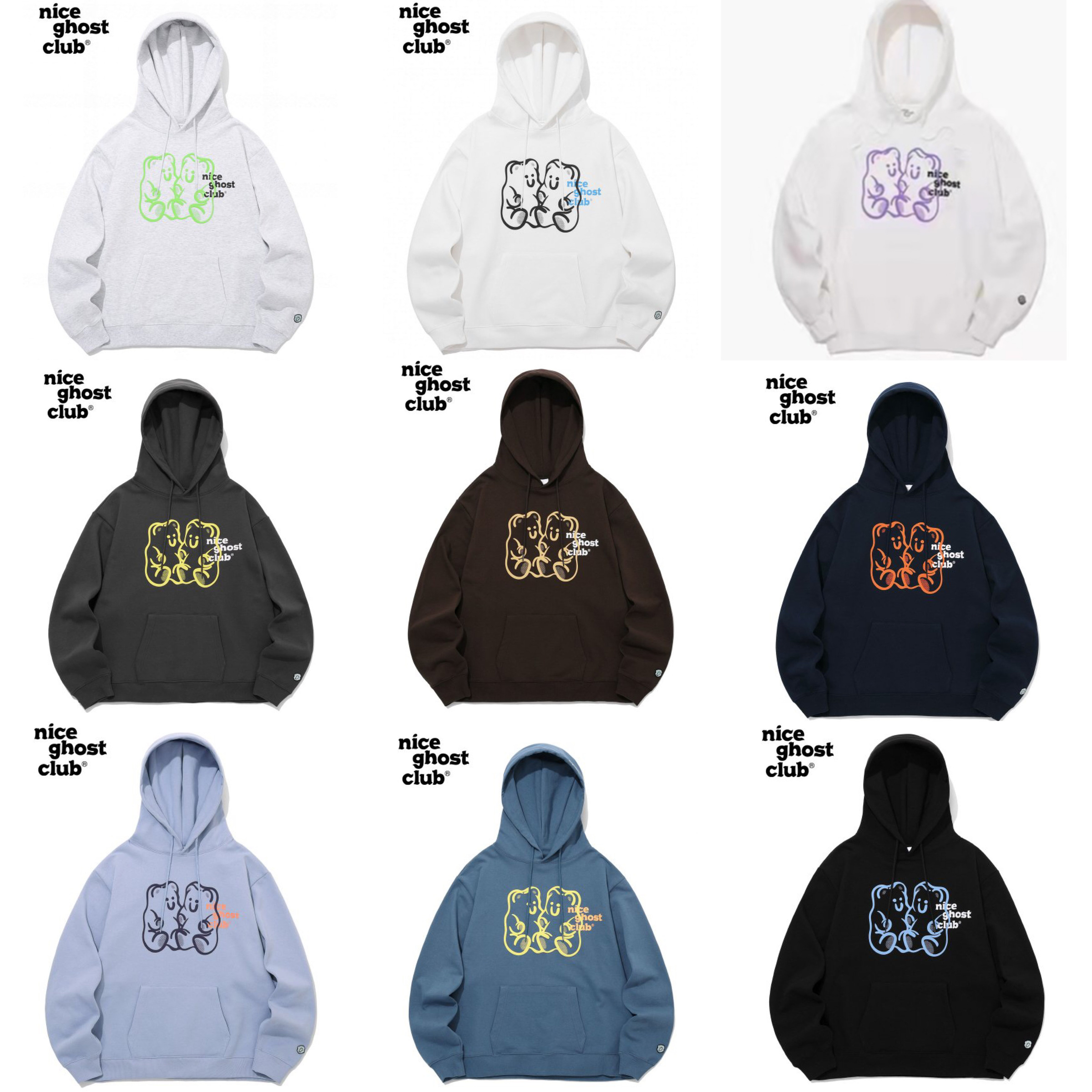 Celeb's Pick) [Nice Ghost Club] Gumi Bear & Logo Hoodie (9 colours 