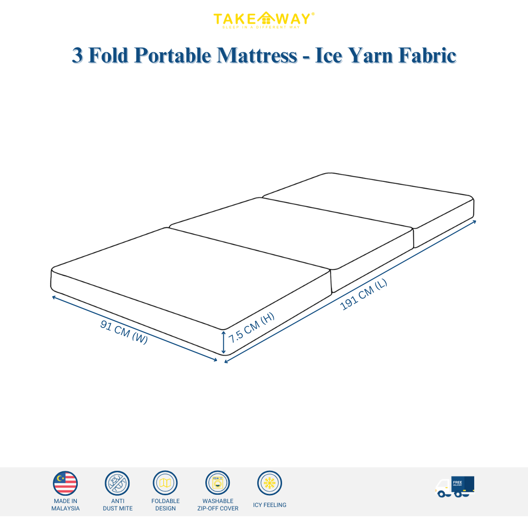 3-Fold Portable Matrress (Ice Yarn) (4)