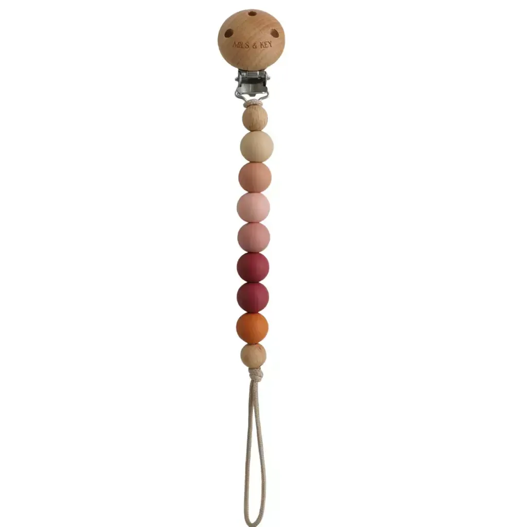 Mils & Key Pacifier Clip Pink 2