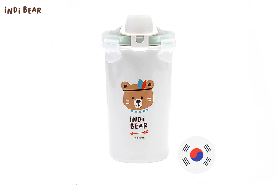 iNDiBEAR S​houlder Strap Straw Water Slim Bottle with Soft Silicone Straw,  350ML