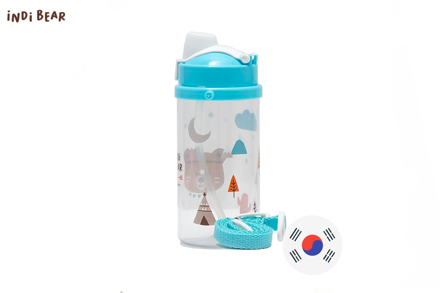 iNDiBEAR S​houlder Strap Straw Water Wave Bottle with Soft Silicone Straw,  350ML