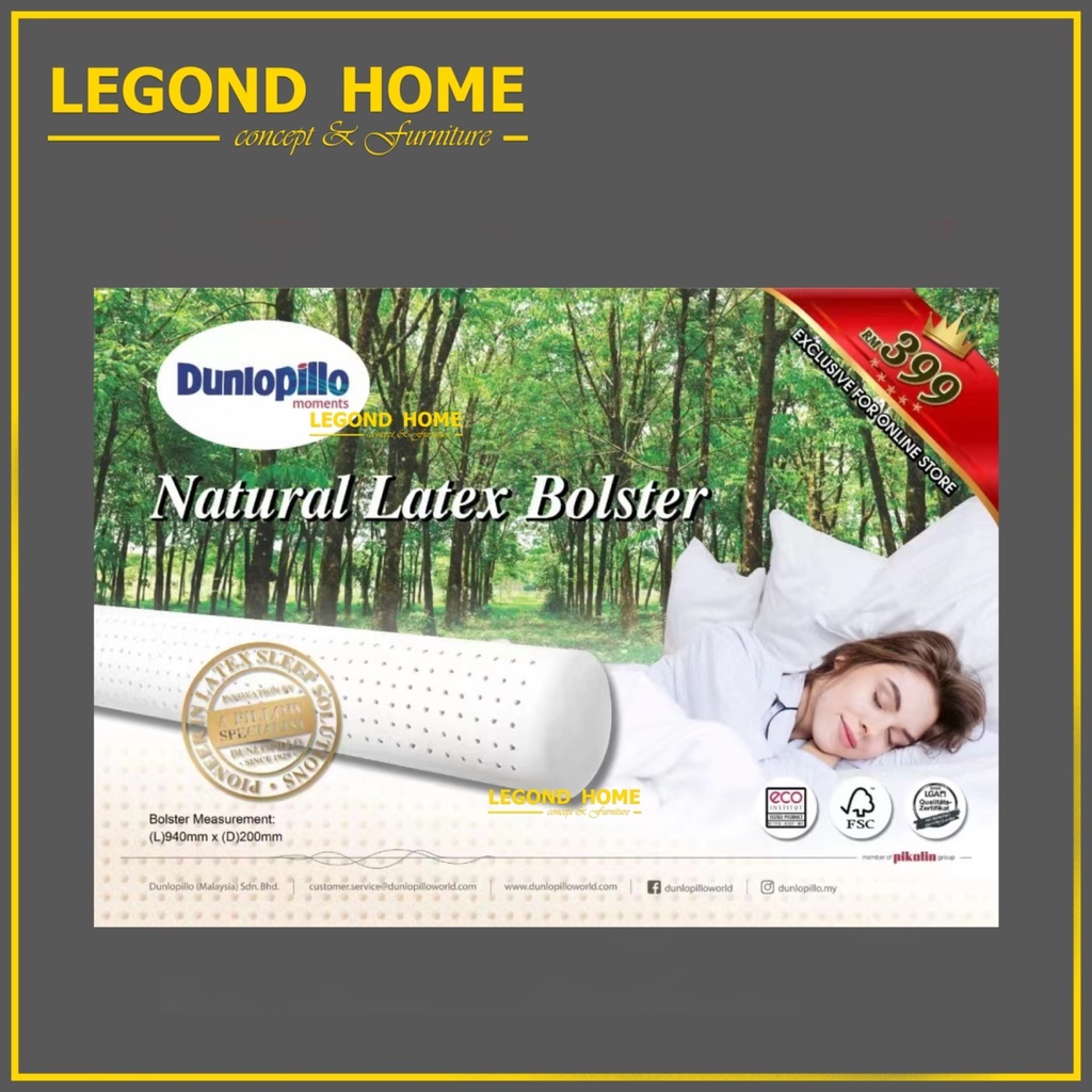 Dunlopillo / Bolster / 100 Natural Latex / Delivery Malaysia Legond