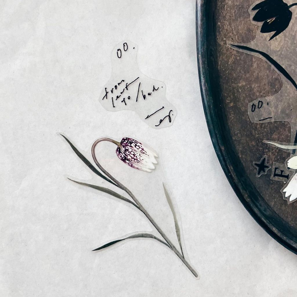 羊君 pet 亮面 膠帶 印刷 手帳 拼貼 花 植物 2