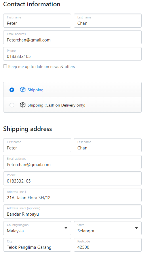Checkout example 