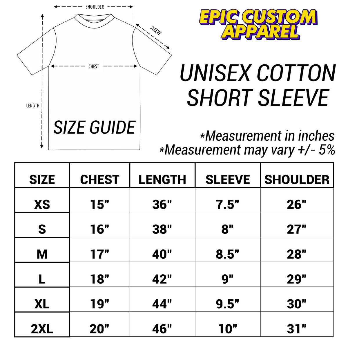 Size Measurement & Fit - Custom T-Shirts & Apparel