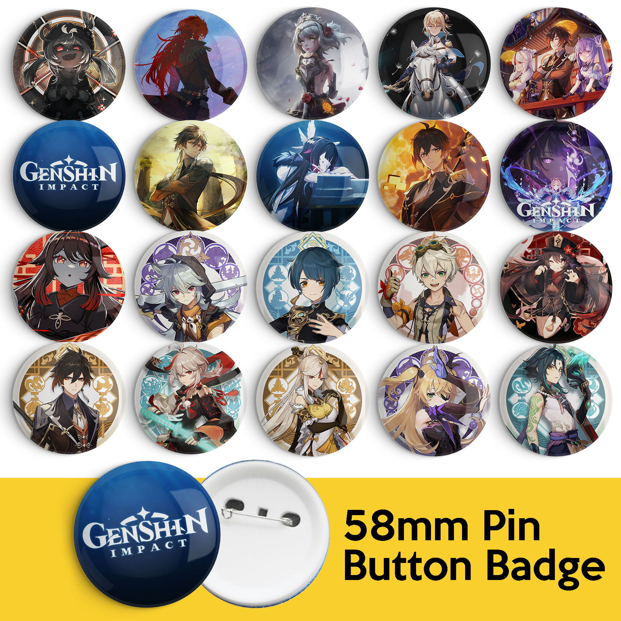 Genshin Impact Anime Designs 58mm Button Badge with Pin (Z326-Z345) Z326 |  PGMall