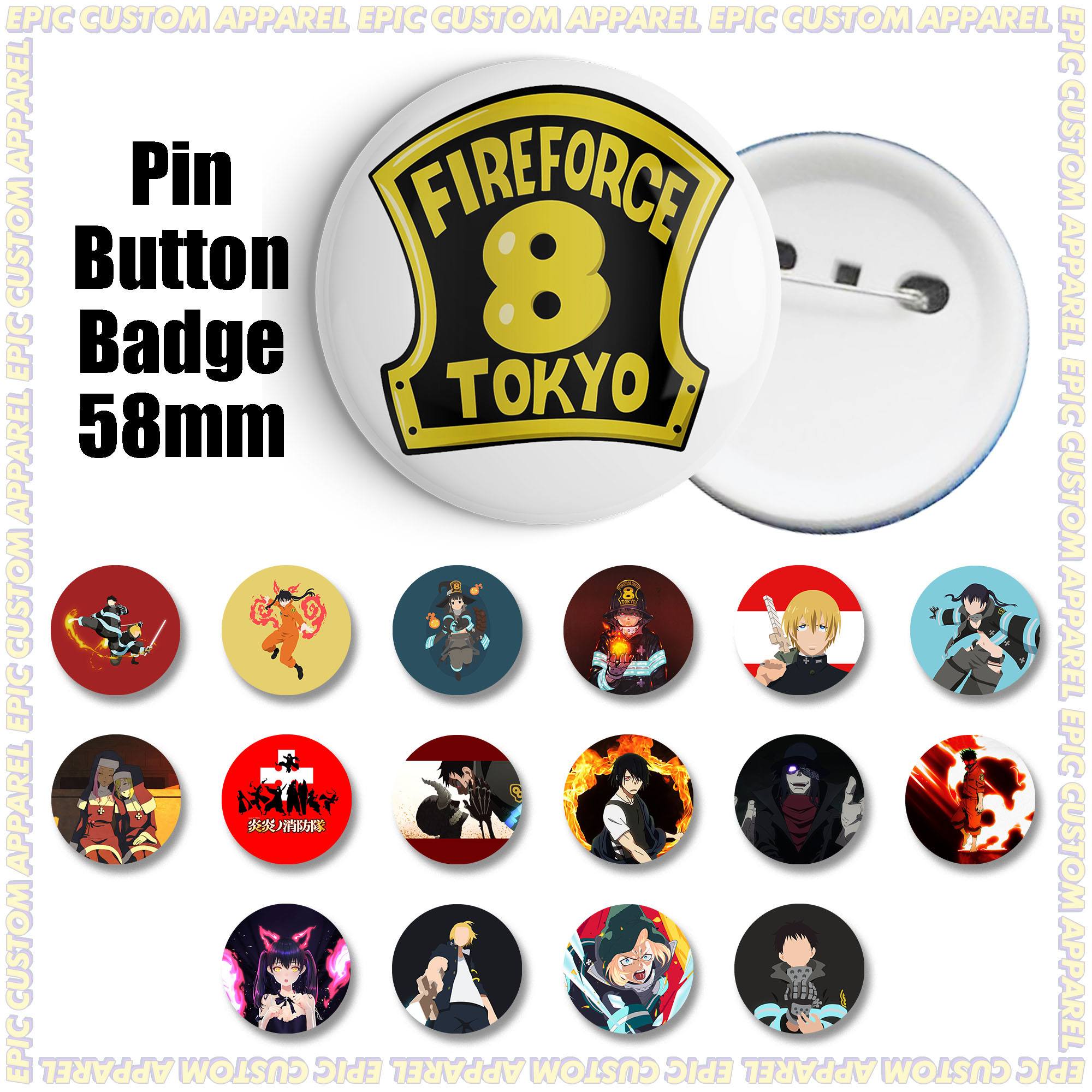 Fire Force Pins and Buttons for Sale