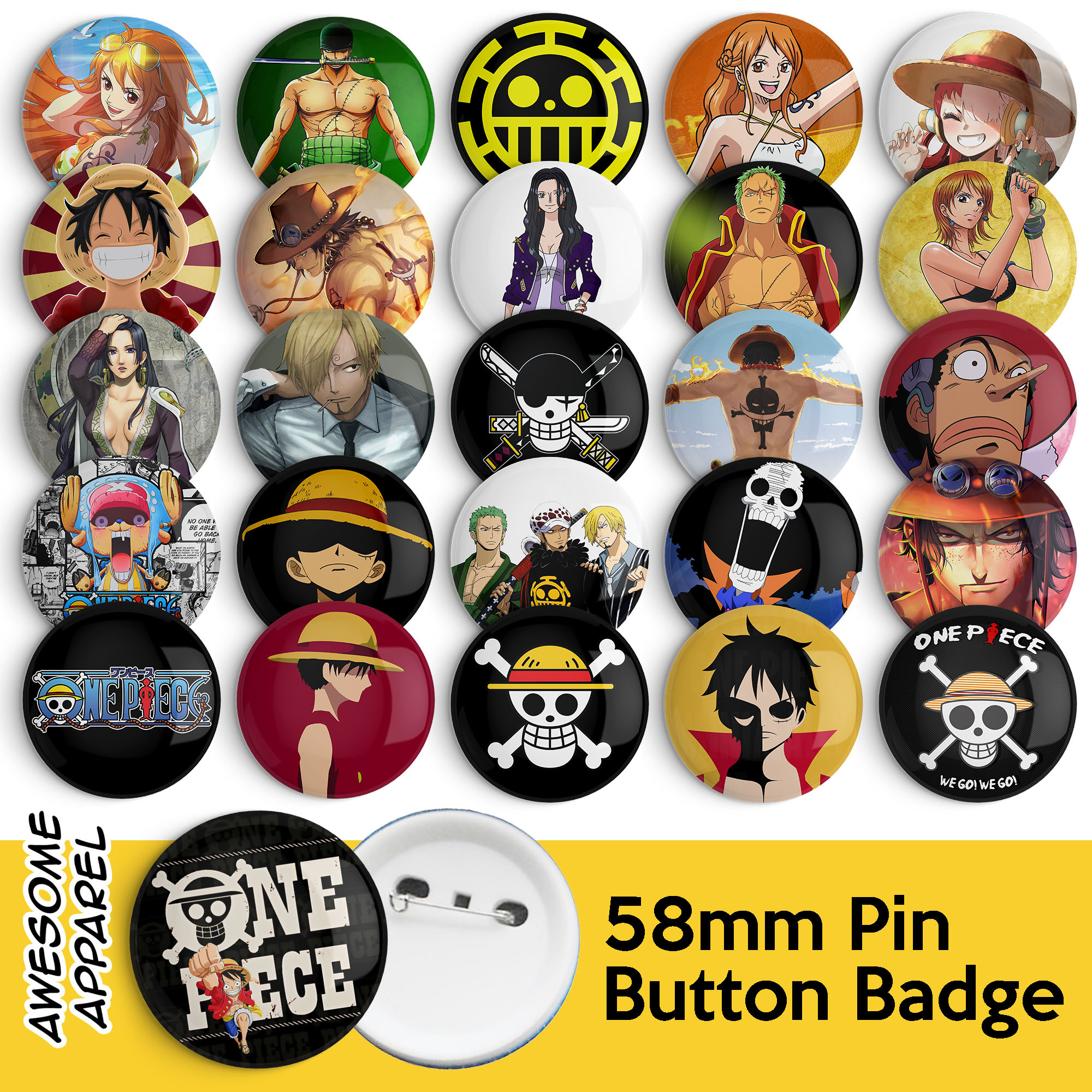 ONE PIECE ANIME Retractable ID Button Badge Reel ID Card Holder