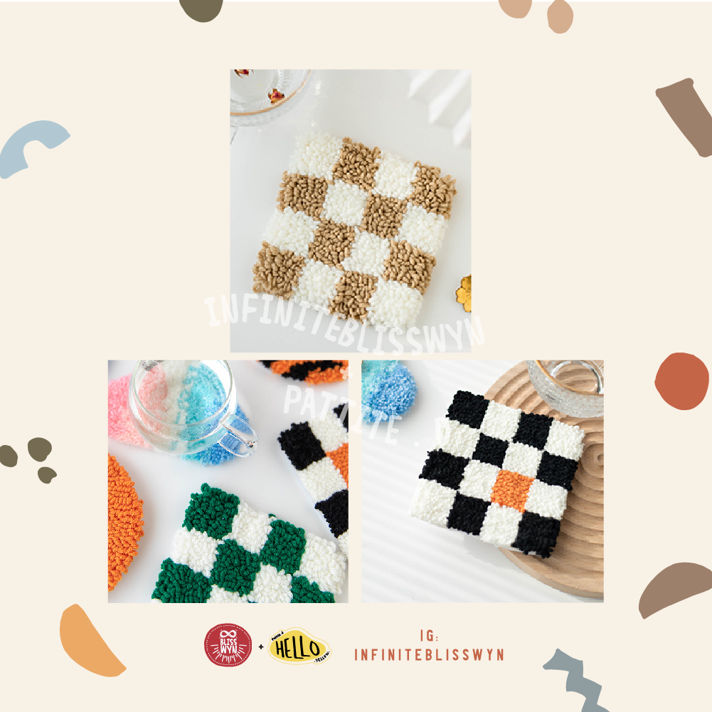 Checkered Punch Needle Coaster Kit. Handmade, DIY, Make it yourself & Try  it yourself gift present – I N F I N I T E B L I S S W Y N