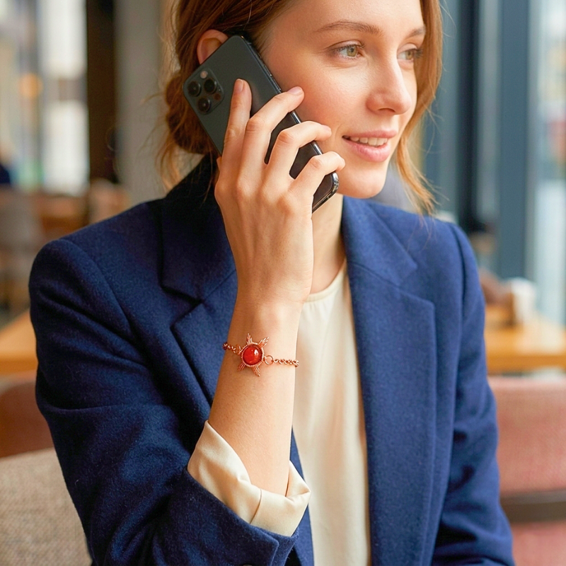 Sun Charm Carnelian Copper Bracelet - Healing & Vitality Jewelry