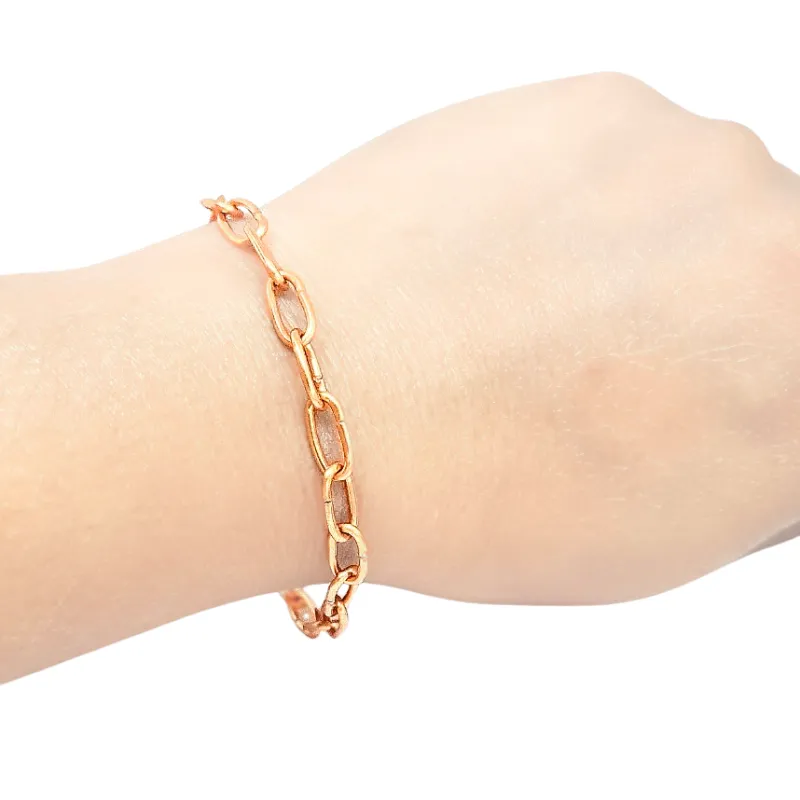 Unisex Copper Oval Link Bracelet – Paperclip Bracelet Chain