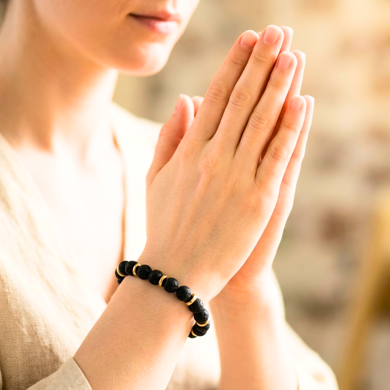Authentic Black Karungali Wood Bangle with 14K Gold Spacers