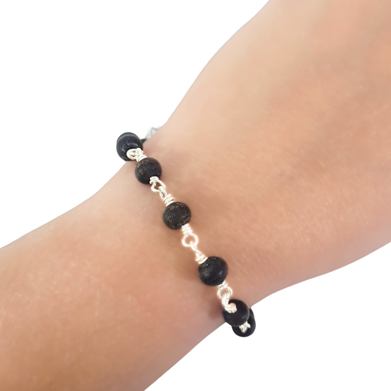 Authentic Black Karungali Ebony Wood Silver Bracelet