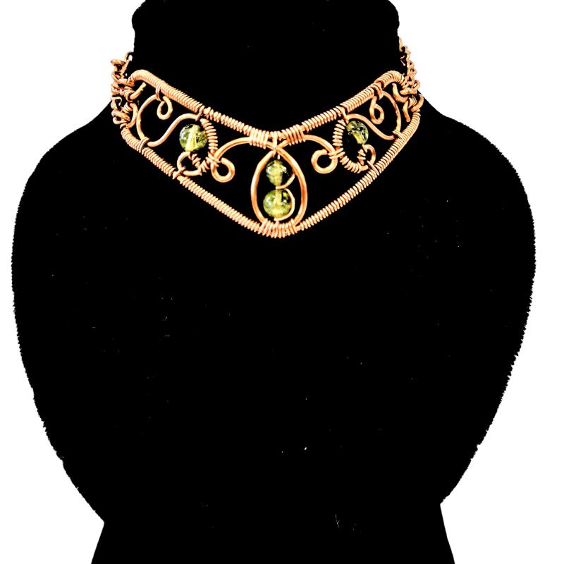 Artisan Peridot & Copper Link Bracelet - Boho Chic Gemstone Jewelry