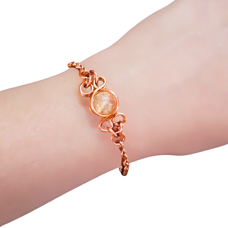 Handmade Gemstone Copper Bracelet – Minimalist Boho Healing Jewellery