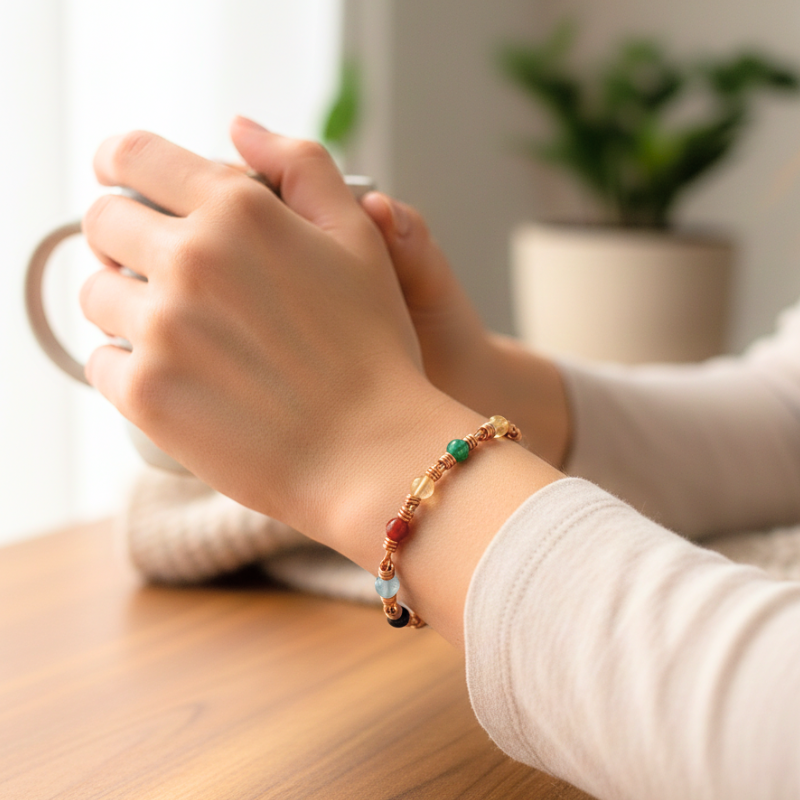 7 Chakra Healing Copper Gift Set – Bracelet & Anklet for Energy Balance