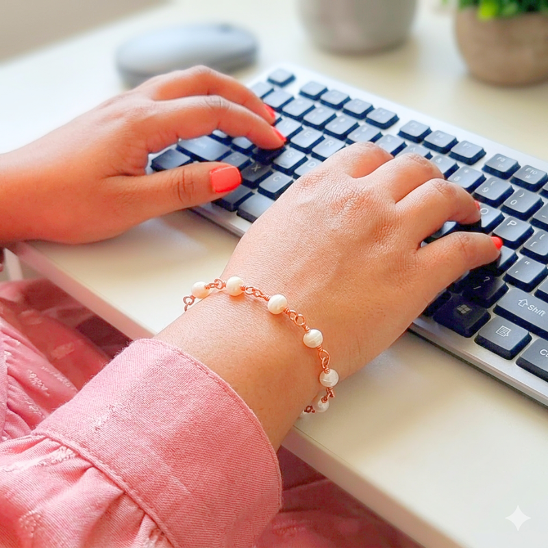 Copper Bracelet featuring Freshwater Pearl