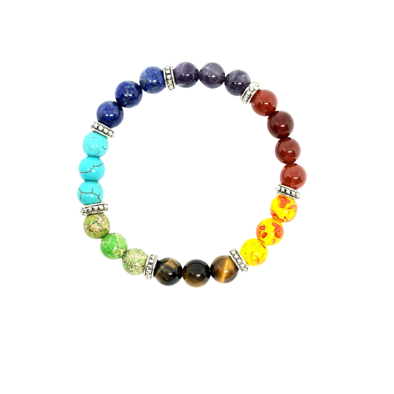 7 Chakra Healing Bracelet - Natural Gemstone Bead Elastic Stretch Bracelet