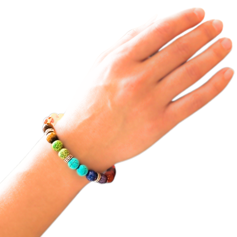 7 Chakra Healing Bracelet - Natural Gemstone Bead Elastic Stretch Bracelet