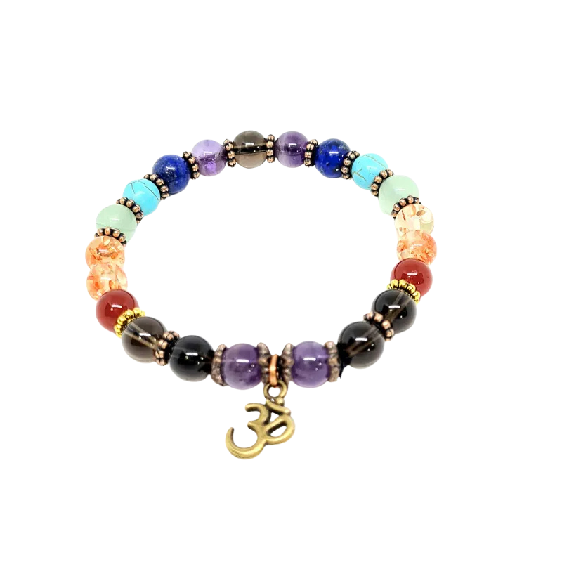 ​7 Chakra Gemstone Bracelet with Aum Symbol