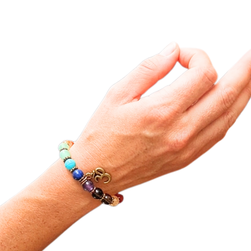 ​7 Chakra Gemstone Bracelet with Aum Symbol